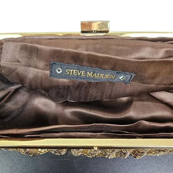 Steve Madden Gold Mesh Clutch Purse Mid Century Vintage Style - Picture 4 of 5